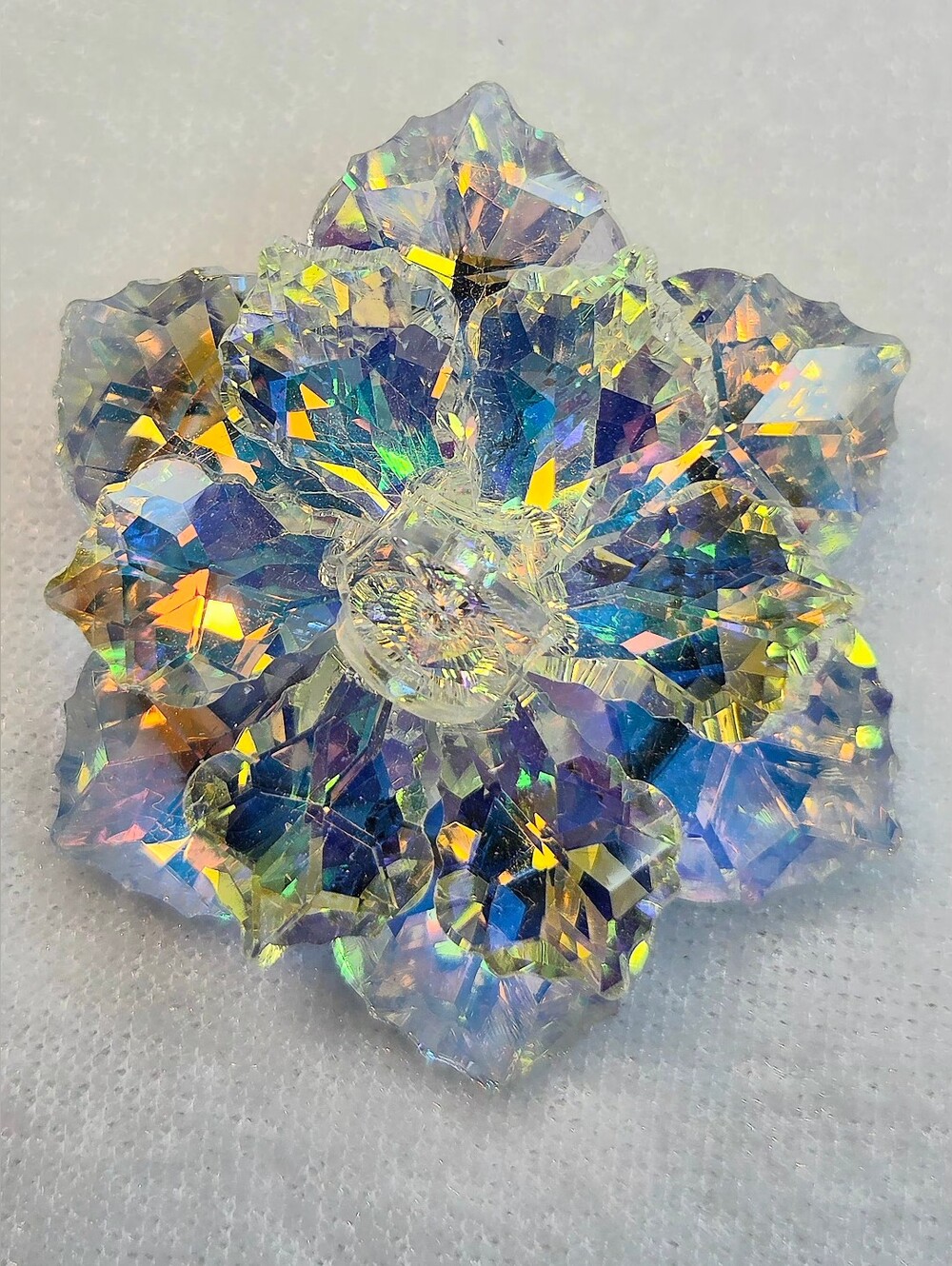 New Two-tiered Aurora Borealis Crystal Flower Brooch / Pin